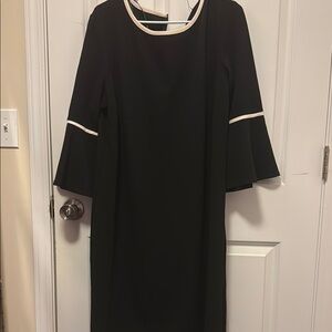 Elegant Black Dress with White Accents